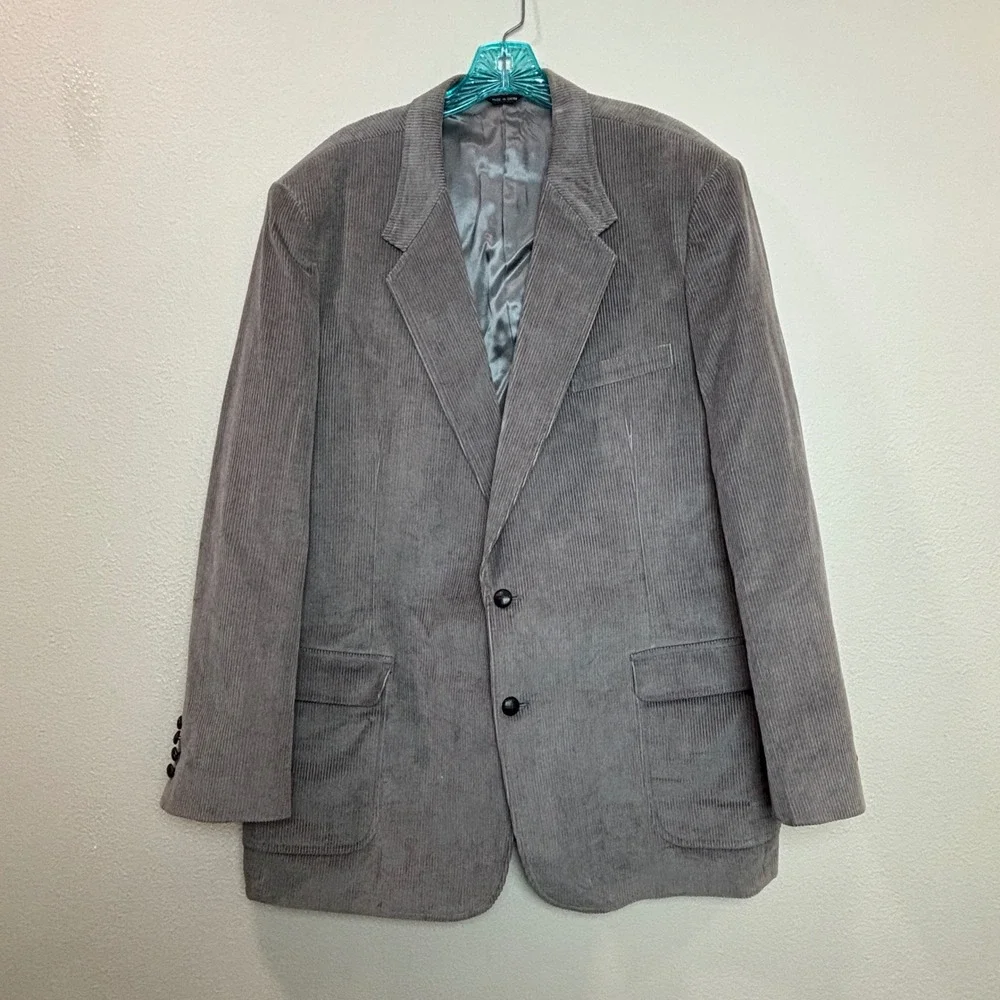 Joe Namath Blazer Mens 50L Grey Corduroy Sport Coat Blazer Academic Classic Chic